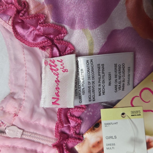 NANNETTE NEW Fancy Dress With Flowers & Ribbon Pink Purple Multicolored Sz 4 NWT - Picture 5 of 12